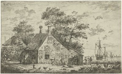 Gård ved en elv av Hendrik Kobell