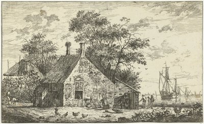 Gård ved en elv av Hendrik Kobell