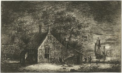 Gård ved en elv av Hendrik Kobell