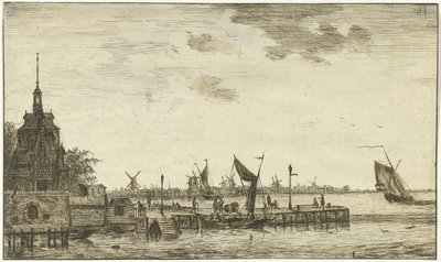 Havneutsikt over Oude Hooft i Rotterdam av Hendrik Kobell
