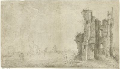 Ruinene av Huis te Merwede nær Dordrecht av Hendrik Kobell