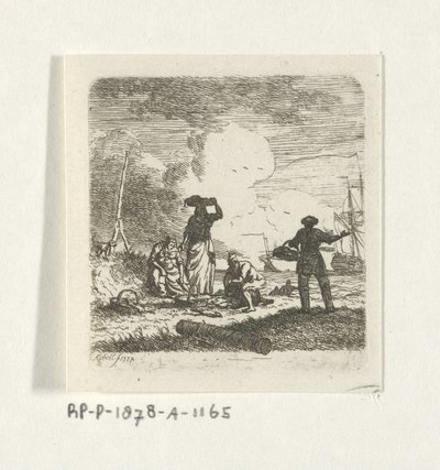 Fiskere på stranden av Hendrik Kobell