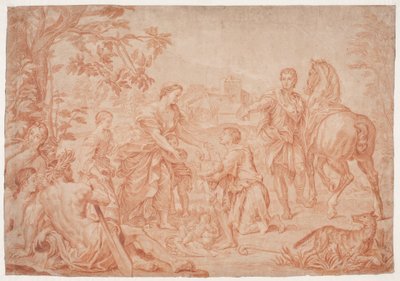 Romulus og Remus (Livy 1, 4). Studie etter Carlo Marattis maleri i Sanssouci, Potsdam (udf. 1692 for Niccolo Maria Pallavicini) av Hendrik Krock