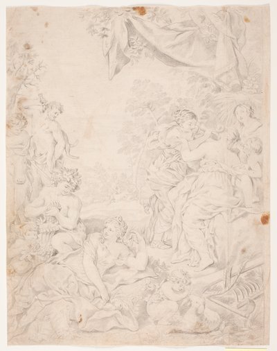 Sølvalderen. Studie etter Pietro da Cortona-komposisjon i Sala della Stufa, Palazzo Pitti, Firenze av Hendrik Krock