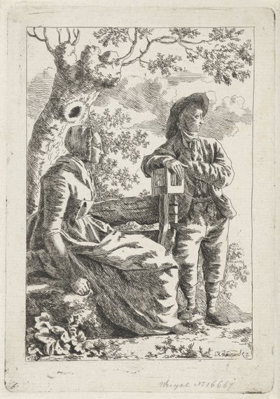 Mann og kvinne ved et tre av Hendrik Kuipers