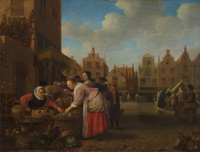 Utsikt over det store markedet i Rotterdam, 1654 av Hendrik Maertensz Sorgh