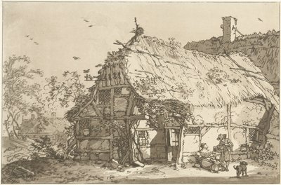 Gård med familie på tunet Tolv design beregnet for bruk av de som lærer å tegne landskap (serietittel) av Hendrik Meijer