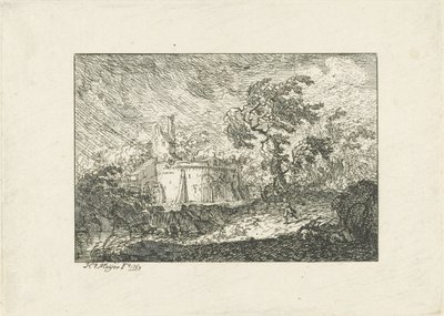 Landskap i regn og storm av Hendrik Meijer