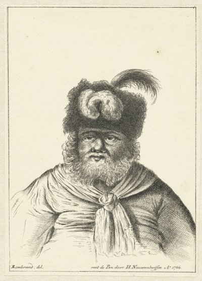 Sittende mann med pelslue av Hendrik Nieuwenhuysen