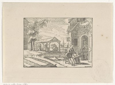 Figurer i arbeid i et tekstilverksted av Hendrik Numan