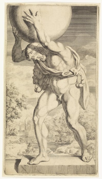 Statue av Hercules med det himmelske hvelvet av Hendrik Pola