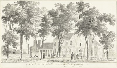 Kirke og en del av ruinene av klosteret i Rijnsburg av Hendrik Tavenier