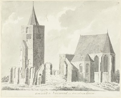 Kirken i Warmond og dens ruiner av Hendrik Tavenier