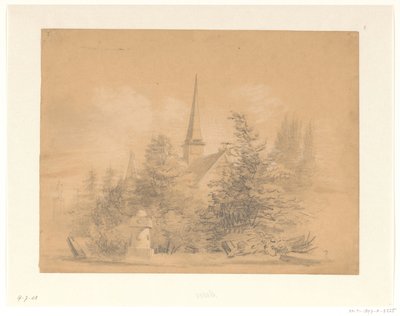 Kirke mellom trærne av Hendrik Valkenburg