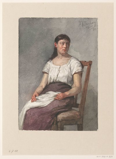 Sittende jente av Hendrik Valkenburg