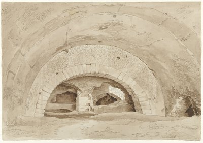 Såkalte Stables of Maecenas i Tivoli Hvelv av en romersk ruin av Hendrik Voogd