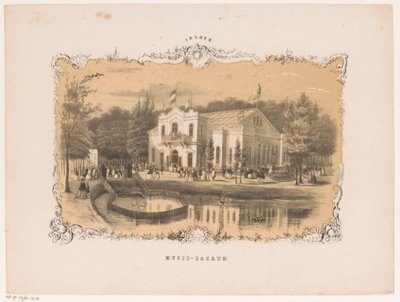 Utsikt over Arnhem konserthus Musis sacrum (tittel på objekt) Arnhem (serietittel på objekt) av Hendrik Wilhelmus Last (attributed to)