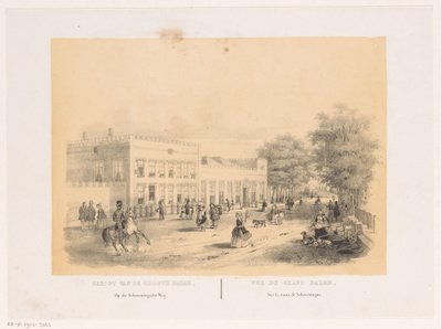Utsikt over Groote Koninklijke Bazar i Haag Utsikt over Grote Bazar på Scheveningsche Weg (tittel på objekt) av Hendrik Wilhelmus Last
