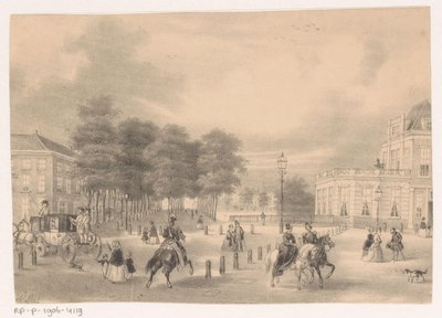 Utsikt fra stedet til Vijverberg i Haag av Hendrik Wilhelmus Last