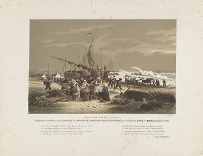 Strandscene med sørgende fiskerkoner, 1868 av Hendrik Wilhelmus Last