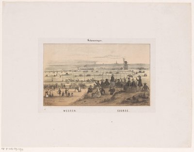 Wedren i Scheveningen 3. august 1846. Wedren, Bane (tittel på objekt) Herinnering aan Scheveningen (serietittel) av Hendrik Wilhelmus Last
