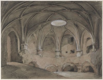 En del av Spanjaardshol på Vreeburg i Utrecht av Hendrik Willem Cramer