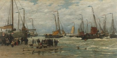 Fishing Pinks in Breaking Waves Pinken in the branding av Hendrik Willem Mesdag