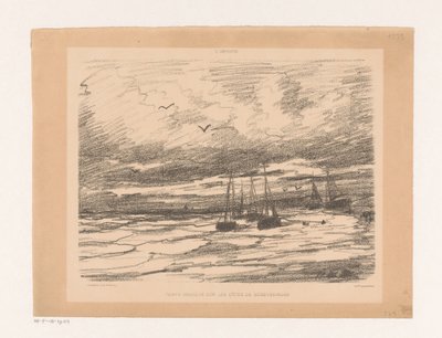 Stormfullt vær ved kysten av Scheveningen Temps orageux sur les côtes de Scheveningue (tittel på objekt) av Hendrik Willem Mesdag