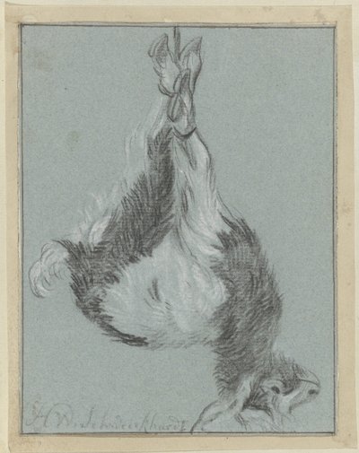 Døende geit av Hendrik Willem Schweickhardt (signed by artist)
