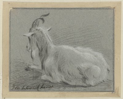 liggende geit av Hendrik Willem Schweickhardt (signed by artist)
