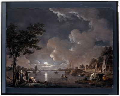 Et elvelandskap av måneskinn av Hendrik Willem Schweickhardt