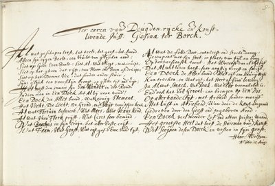Salme til ære for Gesina ter Borch Til ære for den Deugden-rijcke og den Konstlivende Juff: Gesina ter Borch (tittel på objekt) av Hendrik Wolfsen (signed by artist)