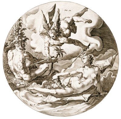 Dag III, The Separation of the Waters, fra serien The Six Days of Creation, 1589 av Hendrik after Goltzius