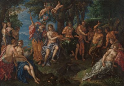 Konkurransen mellom Apollon og Pan, ca. 1600–1625 (olje på kobber) av Hendrik de Clerck