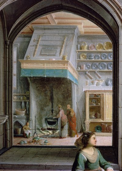 Kristus i huset til Martha og Maria, detalj av kjøkkenet, 1620 olje på lerret av Hendrik the Younger Steenwyck