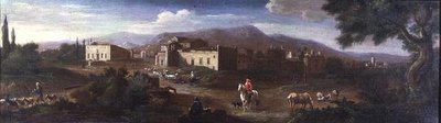Et kloster i den romerske Campagna av Hendrik van (studio of) Lint