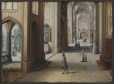 Interiør i en gotisk kirke med utsikt mot øst av Hendrik van II Steenwijck