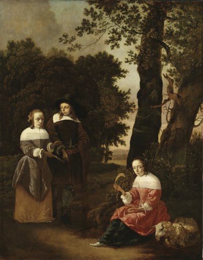 Et par og en gjeterinne i et landskap, 1661 av Hendrik van der Burgh