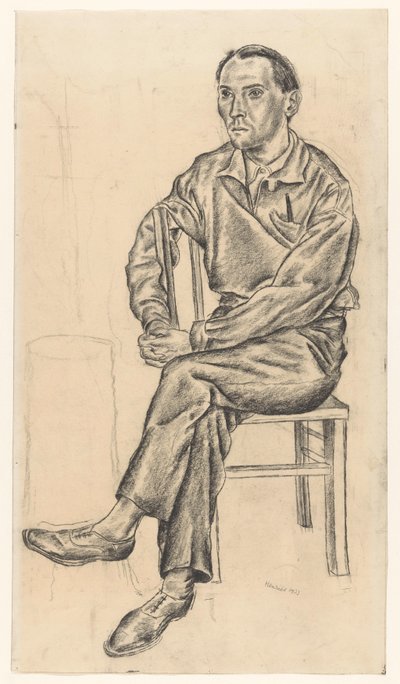 Mann sitter på en stol av Henk Henriët (signed by artist)