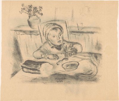 Barn med hatt ved bordet av Henk Henriët