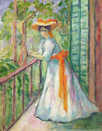 Kvinne på en balkong, eller Jeanne med et oransje bånd av Henri Charles Manguin