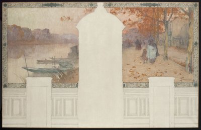 Skizze für das Rathaus von Asnières: Herbst, die Seine bei Asnières, ca. 1900 von Henri-Gaston Darien