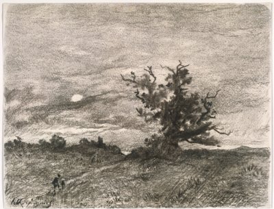 Månebelyst landskap av Henri-Joseph Harpignies