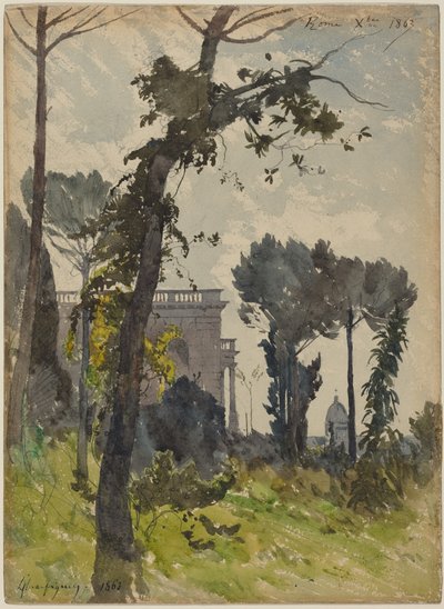 Utsikt over kuppelen på Peterskirken, Roma av Henri-Joseph Harpignies