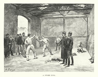 En sverdduell (gravering) av Henri-Louis Dupray