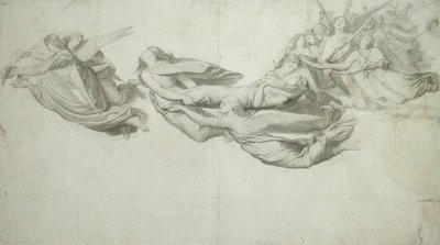 Skisse for Saint Catherine of Alexandria (grafitt på papir) av Henri Lehmann