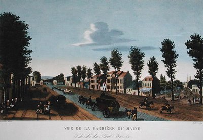 The Barriere du Maine, ca. 1815-20 (fargegravering) av Henri (after) Courvoisier Voisin