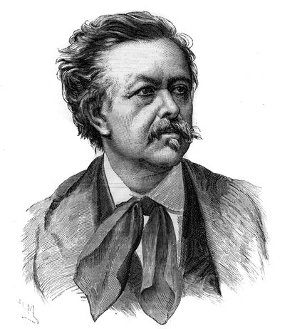 Portrait of Emile Gigault de La Bedolliere (1812-1883) French writer, journalist and translator - engraving after the drawing by Henri Meyer av Henri (after) Meyer