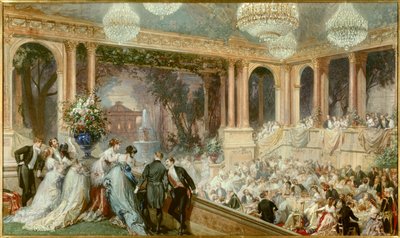 Middag gir til Tuileriene av Napoleon III. En mottakelse under det andre imperiet. Akvarell av Baron Henri Baron (1816-1885). 1800-tallet. Compiegne, Musee National Du Chateau av Henri Baron