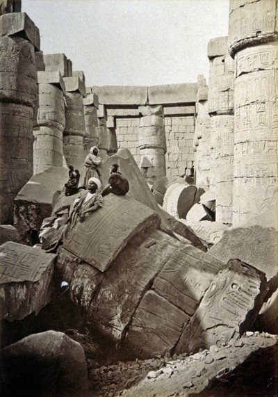 Karnak-tempelet, ca. 1900 (s/hvitt-bilde) av Henri Béchard